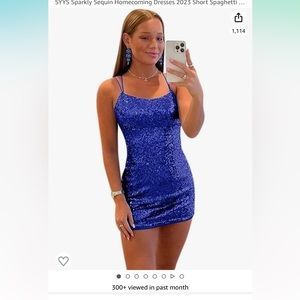 Blue sequin short tight Homecoming dress